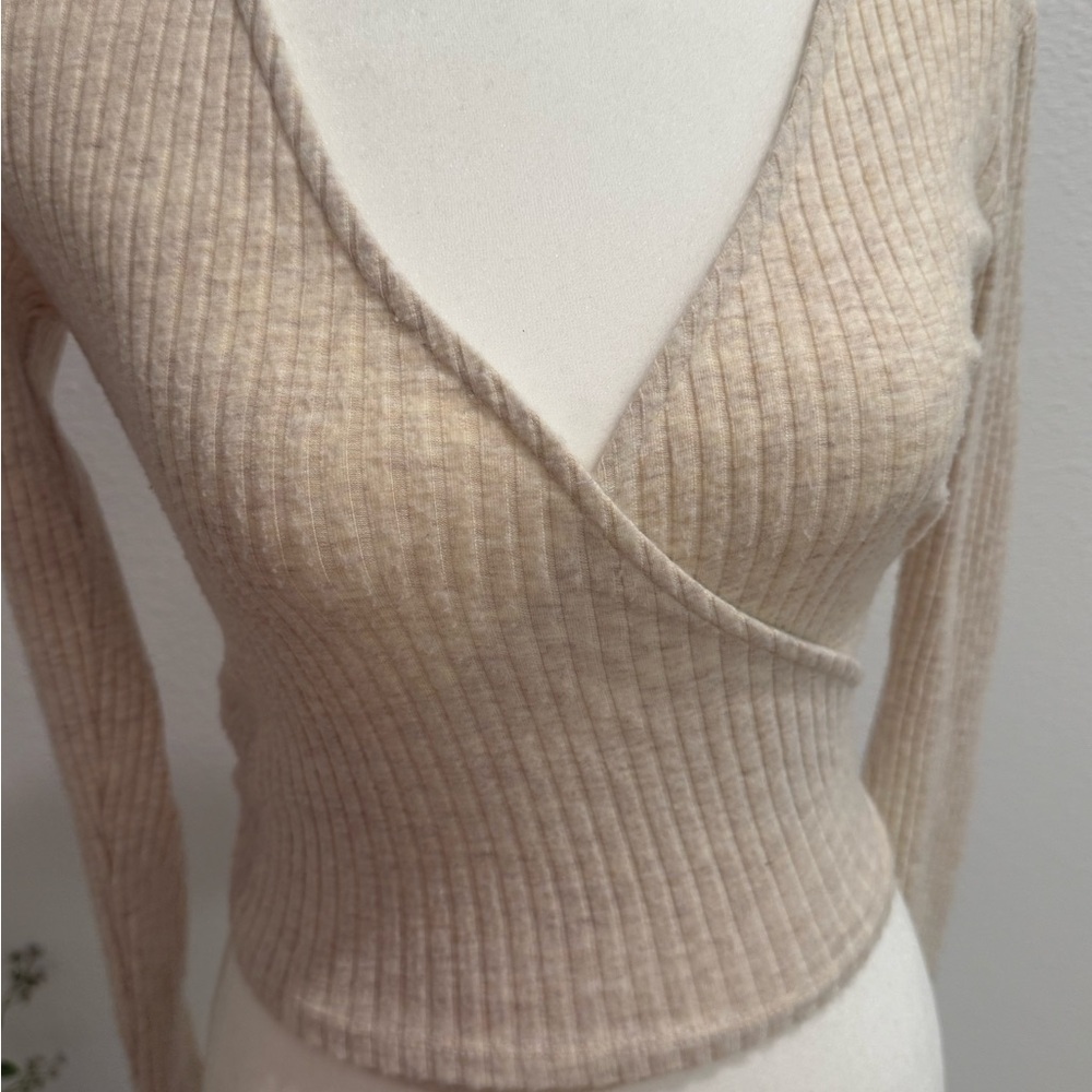 Women's Cream Ribbed Sweater